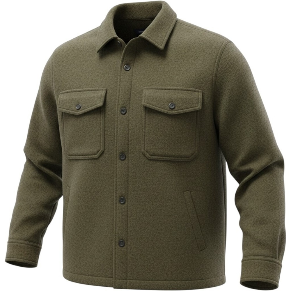 Banana Republic Boucle Shirt Jacket XL Earth Green Wool Blend 815253-00 Mens